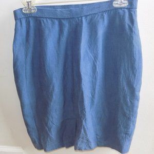 PURSUITS LTD. Silk/Linen Skirt Denim Blue Size 8